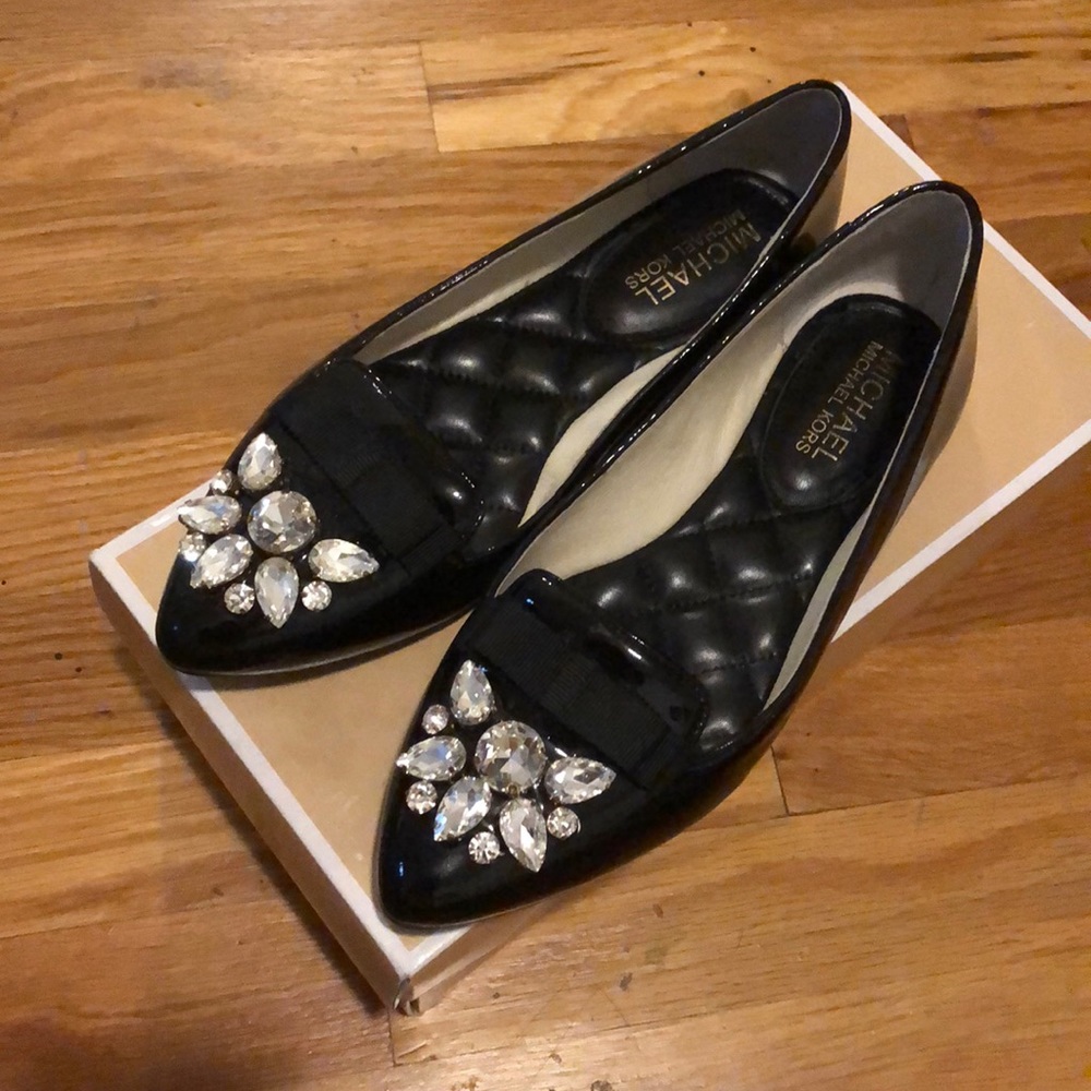 Rhinestone and Patent Leather Michael Kors Flats